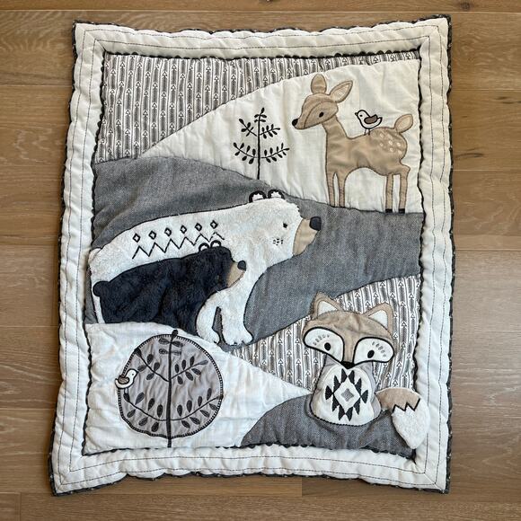 Levtex Baby Bailey Crib Quilt Applique Embroidered Animals Trees Neutral Bedding - Picture 1 of 3